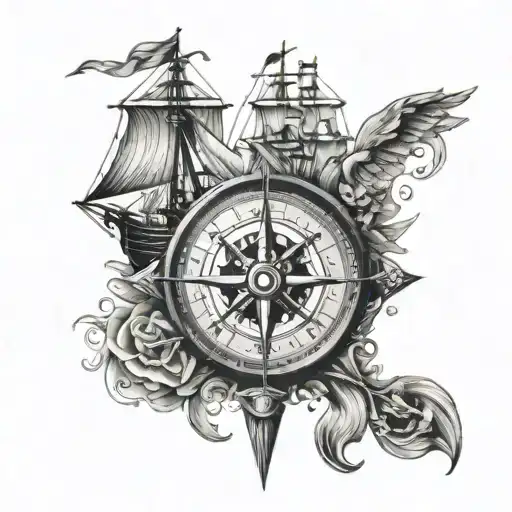 Compass And Pirate Ship