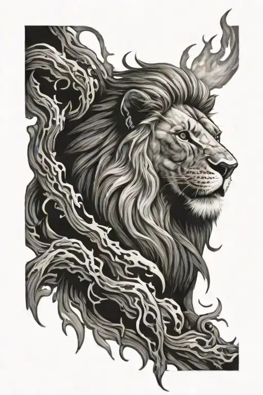 Lion And Fire