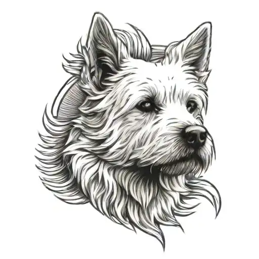 West Highland White Terrier Ears In Front Of A Sun