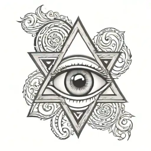 Evil Eye With Waves And Jewish Star Of David