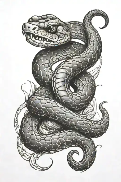 The Number Twelve Big And Snake Crawling Make The Snake Small