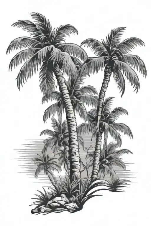 Palm Tree And Monterrey Pine Tree Branch
