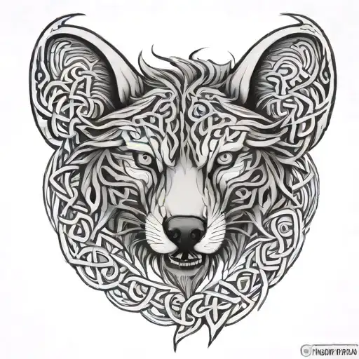 Fenrir With Intertwined Celtic Knotwork