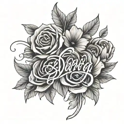 Name Varvara With Flowers And Lines And Lettering