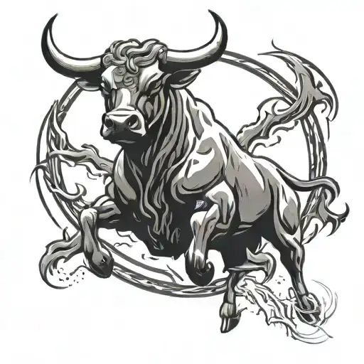 Bull With Lightning Bolts Surrounding