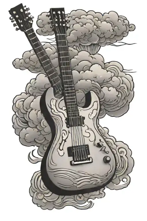 Clouds And Guitar Neck