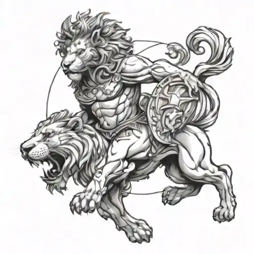 Orion Constellation Spartan Holding Lion