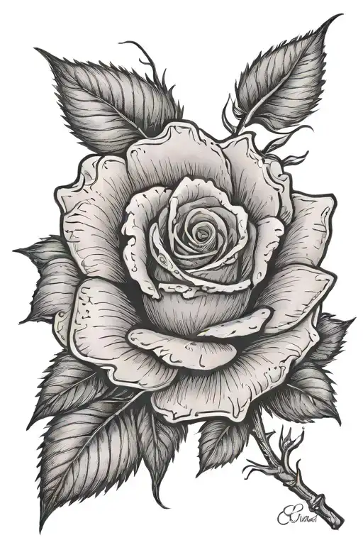 Grey Rose With Elena Written In The Stem Wrapped