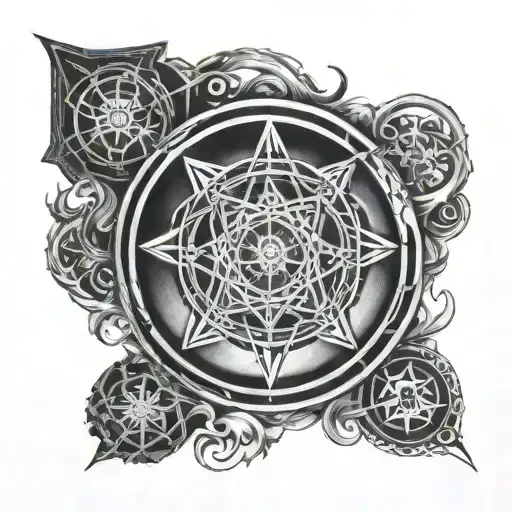 The Transmutation Circle With Edward And Alphonse In The Center Or Around It