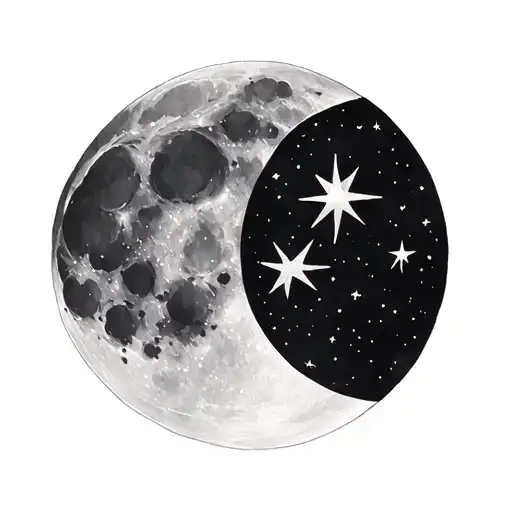 Full Moon And Stars Realism