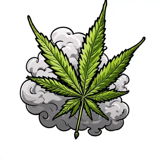Weed Leaf Weed Joint Surrounded By Smoke Clouds
