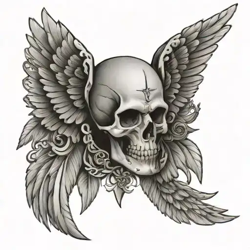 Wings With Skull And Illuminati