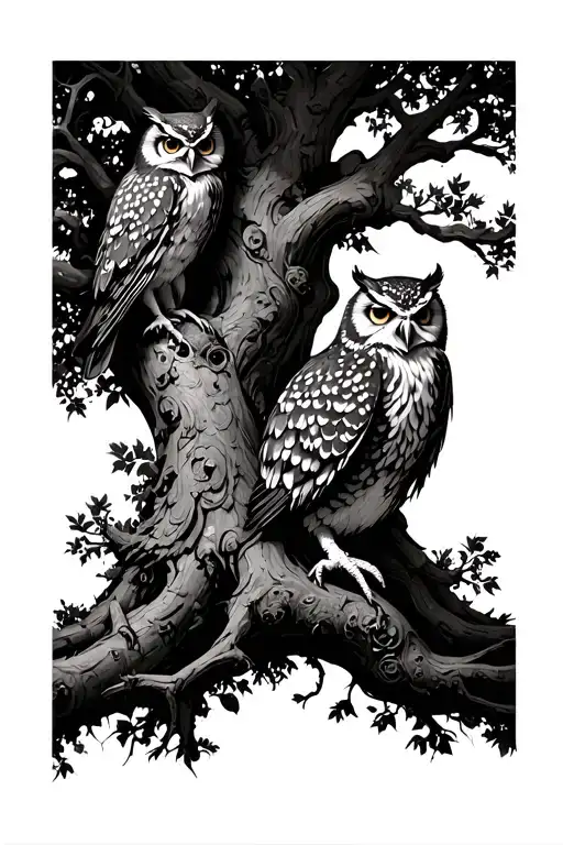 Big Poison Tree With A Owl Perched