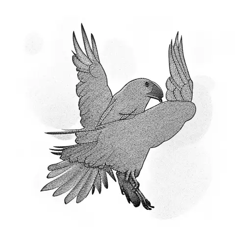 Large Raven Soaring Over Trees With A River Flowing