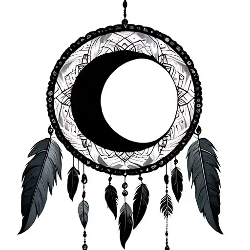 Sun And Moon Mandala Dream Catcher With Feathers