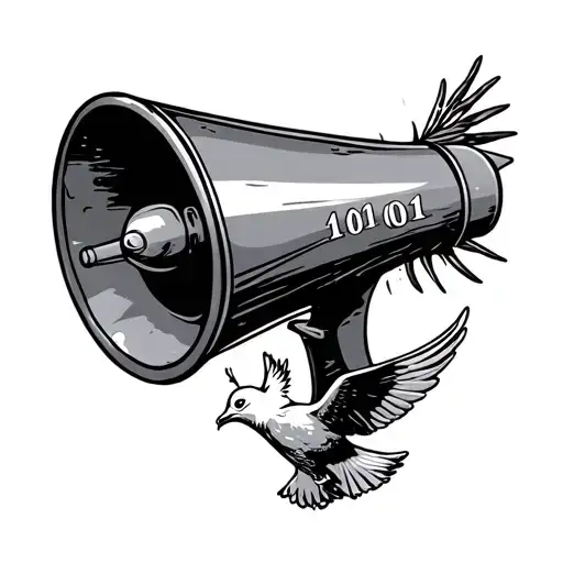 Small Megaphone With The Numbers 101 Inside With A Dove Underneath