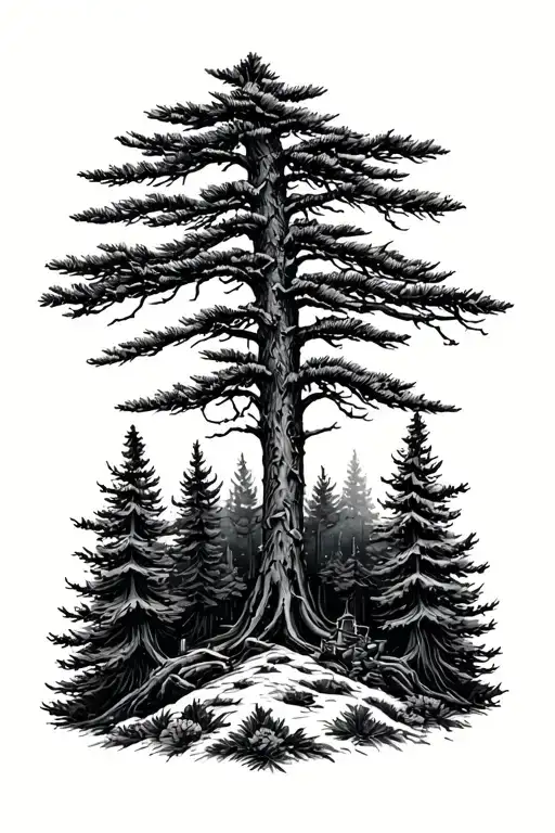 Indie Folk Forest And Pine Tree Diorama