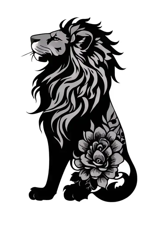 Femal Lion Floral Design