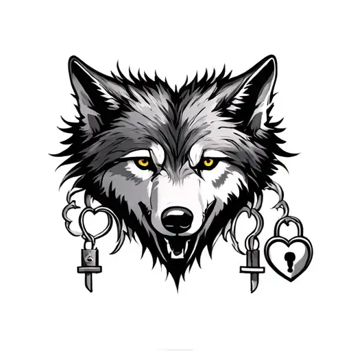 Wolf And Heart Shaped Lock