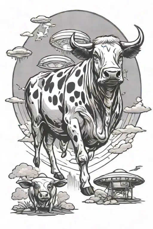 Ufo Beaming Cow