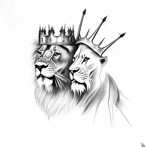 Lion And A Lamb With A Crown Of Thorns And 3 Nails