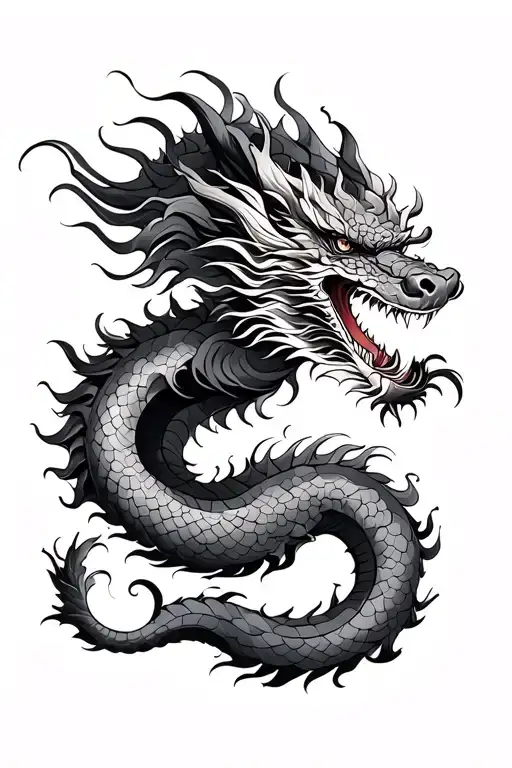 Japanese Dragon Intertwined Detailed