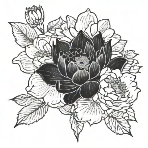 Lotus Flower And Peonies