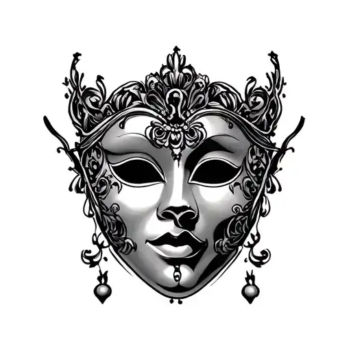 Girly Theater Mask Tatoo Design