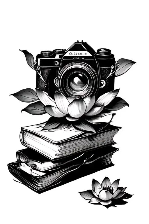 Lotus Flower On Books With Camera