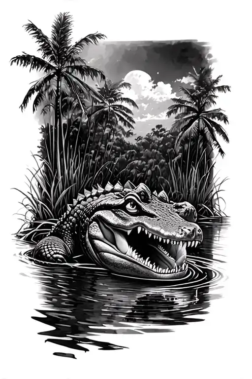 Florida Swamp With Gator Sleeve Realism Style