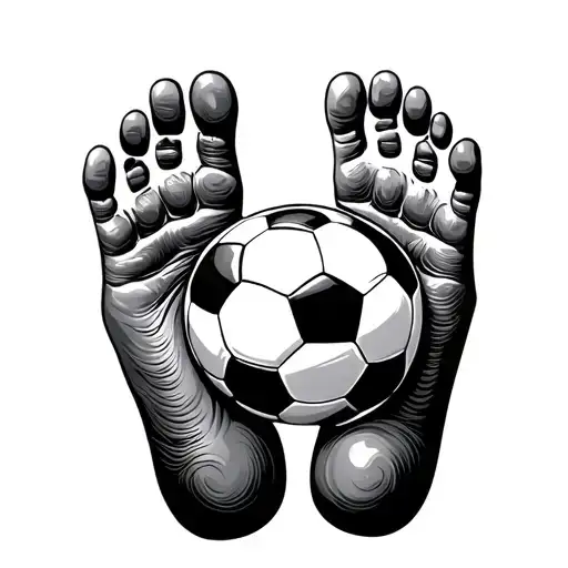 Baby Footprint Palm And Soccer Ball