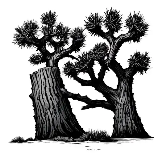 Joshua Tree With 1999 On The Tree Trunk