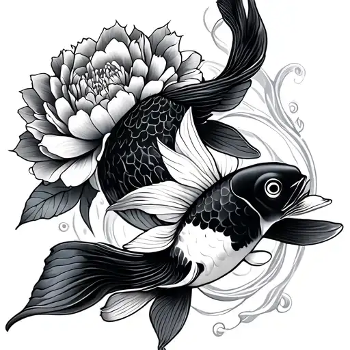 Koi Fish And Peony