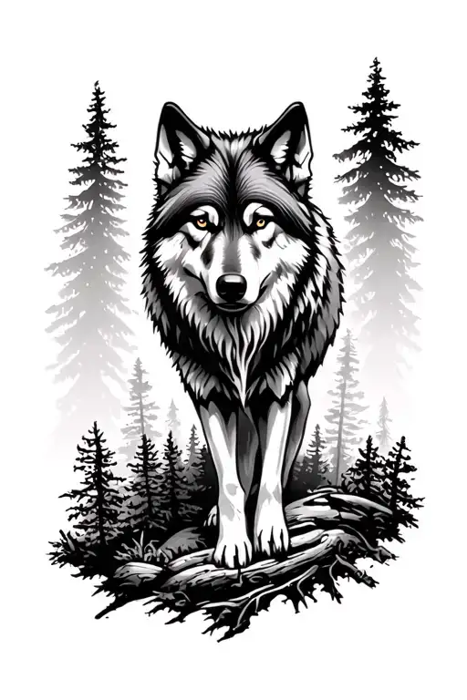 Wolf Wilderness Scene