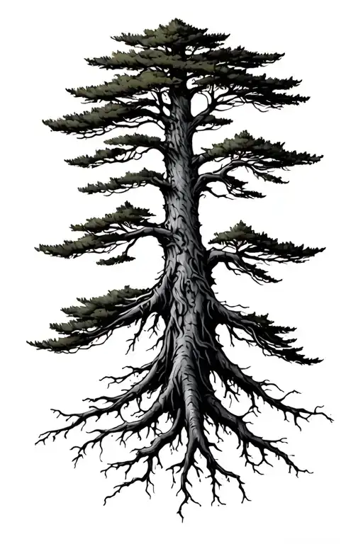 Indie Folk Forest And Pine Tree With Roots