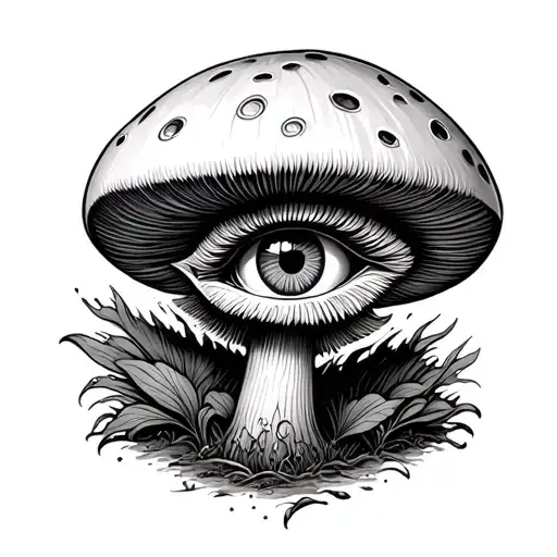 Simple Psychedelic Mushroom With Eye Inside