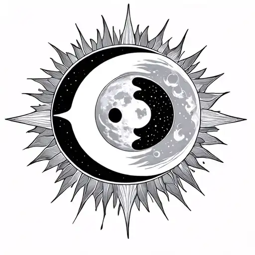 Sound Waves Emanating From A Sun And Moon Duo In A Cosmic Dance