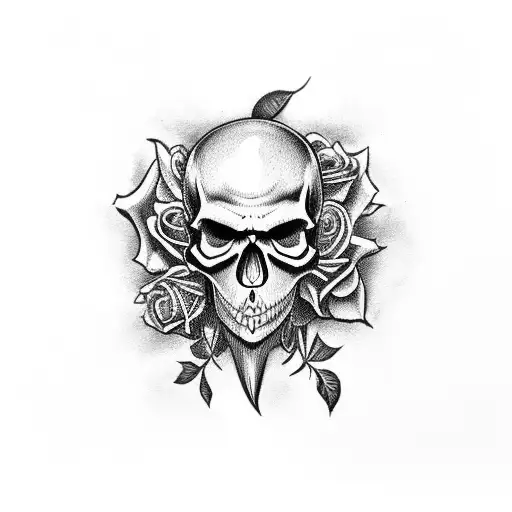 Skull And Clown And Rose