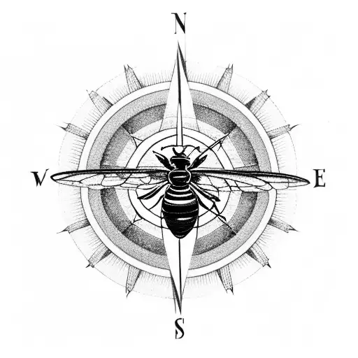 Compass With Worker Bee Facing North East