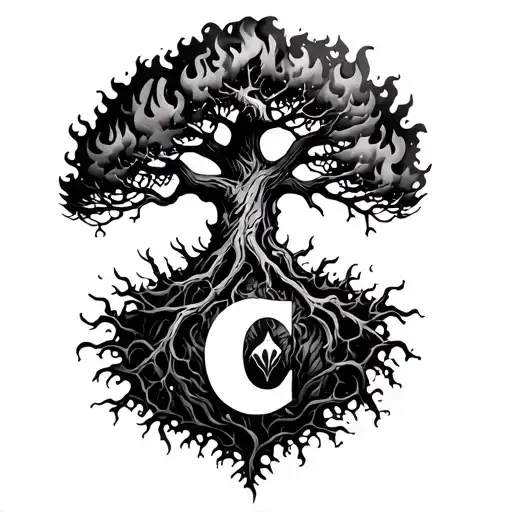 Poison Tree With A C Near It And Fire