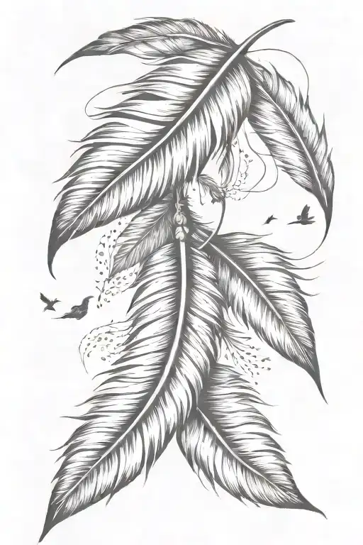 Hanging Feather With Small Birds