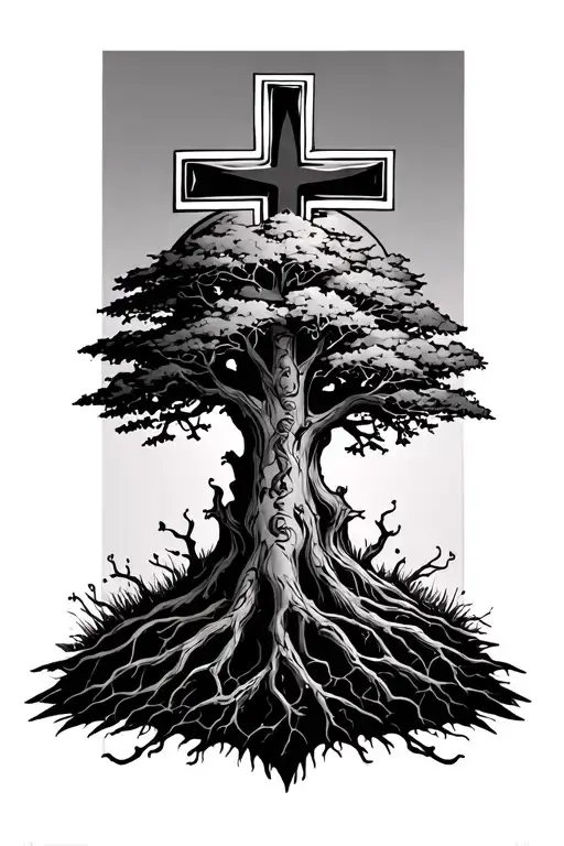 Poison Tree With Latin Cross Behind Them