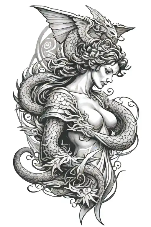 Angel With Dragon Theme Sleeve