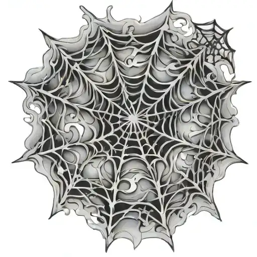 Spider Web Made Of Thin Smoke Swirling