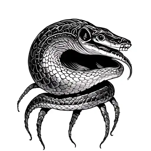 Venus Fly Trap Fish And Snake Slithering