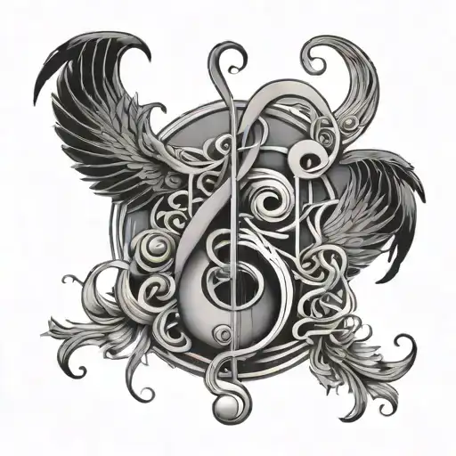 An Abstract Representation Of The Phrase 'Rien Nest Eternel' Intertwined With Musical Elements