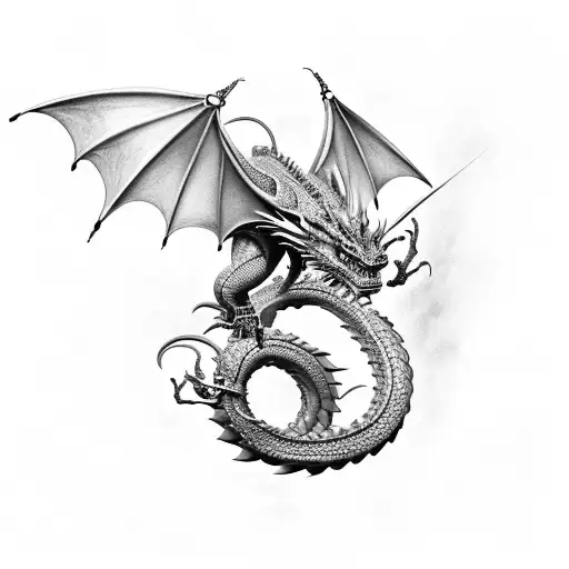 Dragon Rodeado De Cadenas