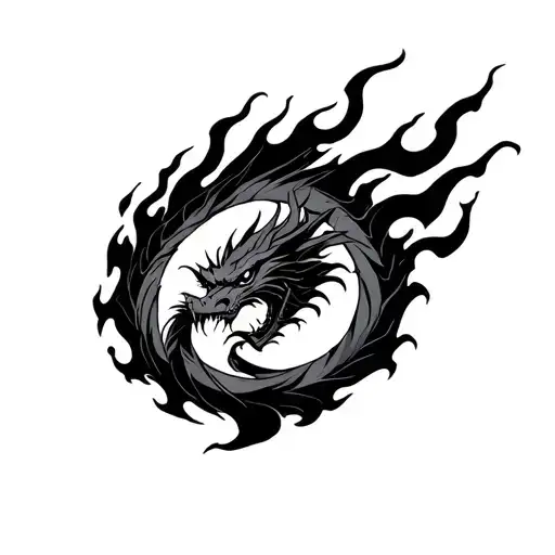 Mugen Symbol Engulfed In Hiei Dragon Of The Darkness Flame