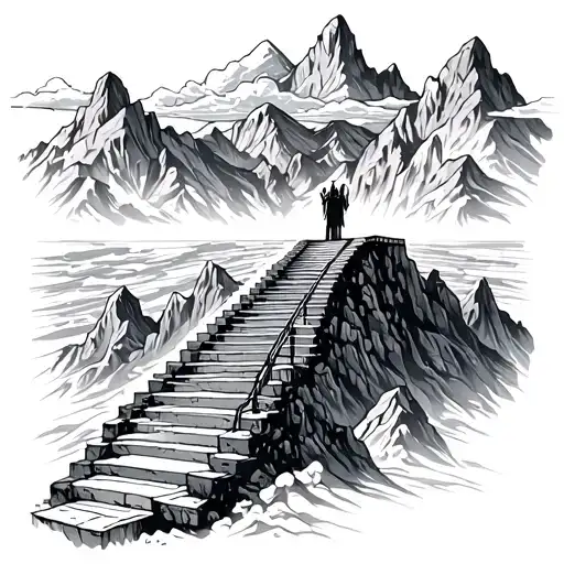 Stairway To Heaven With Mountains Across