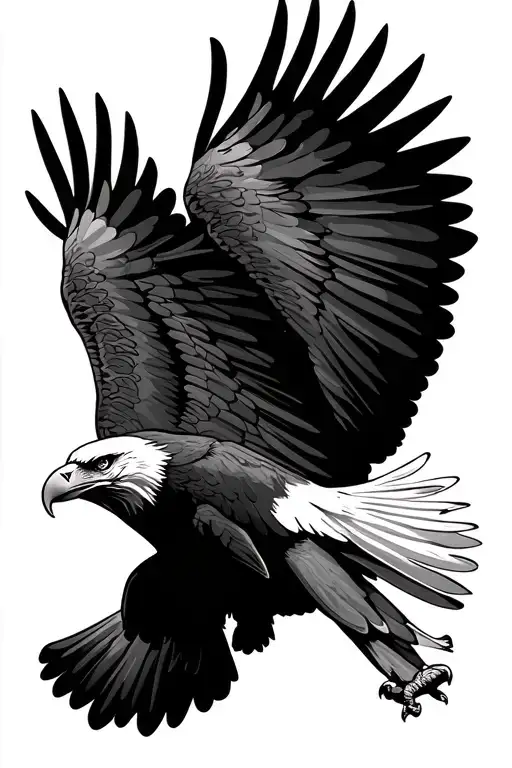 Bald Eagle Landing Open Wings